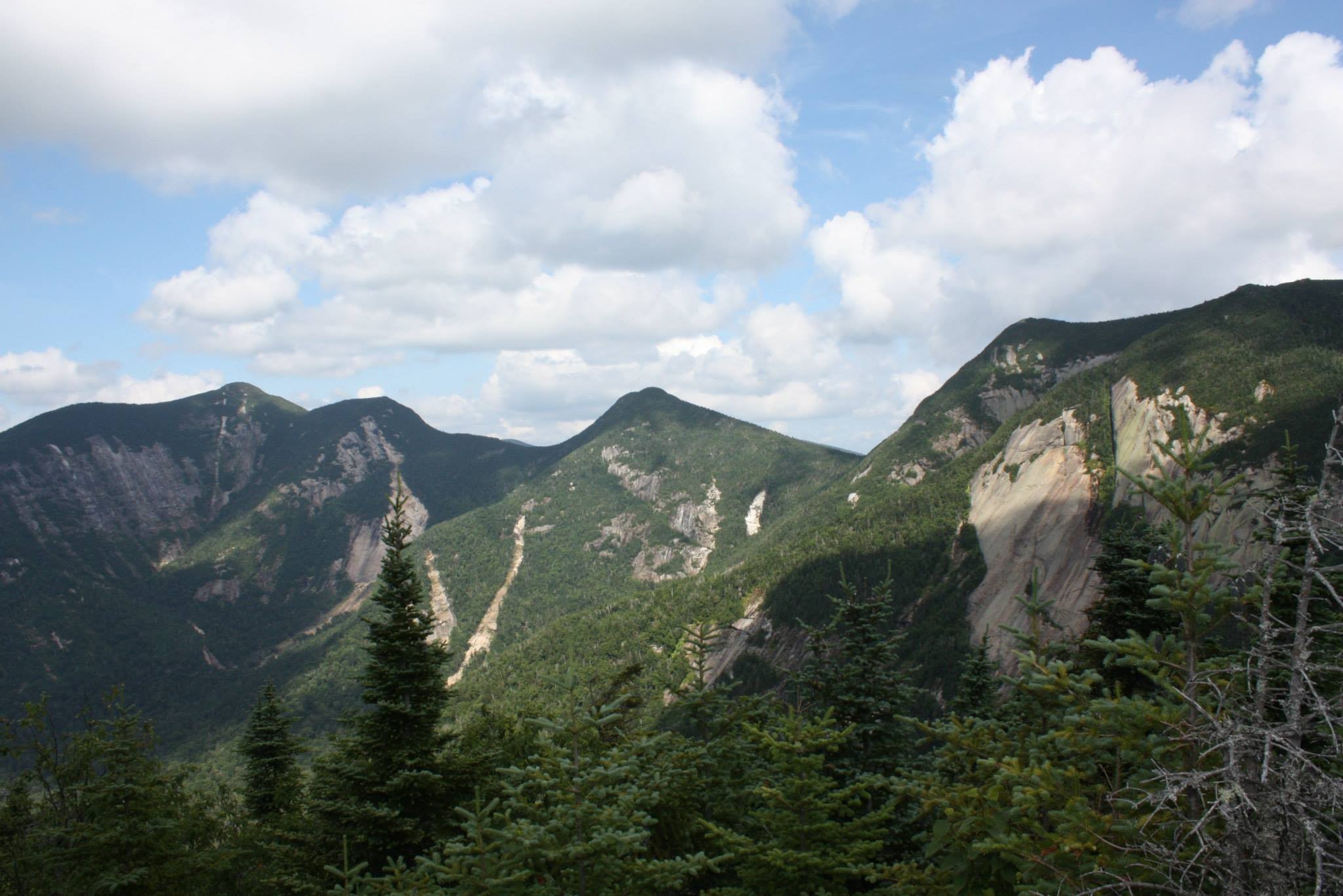 View from the summit of Giant Mountain showing major Adirondack landslides